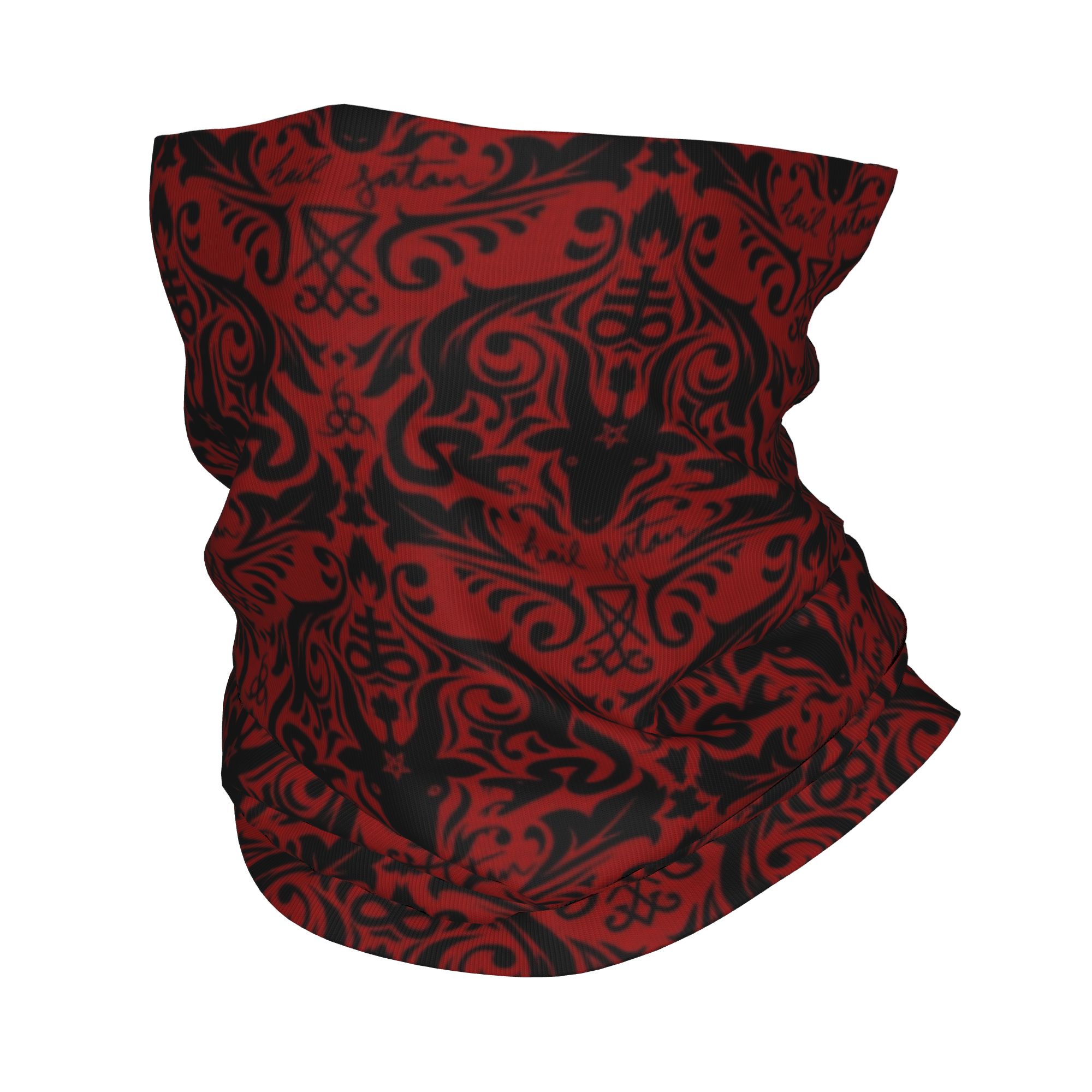 Neck Warmer Tube - Baphomet Damasco granizo Satán negro rojo