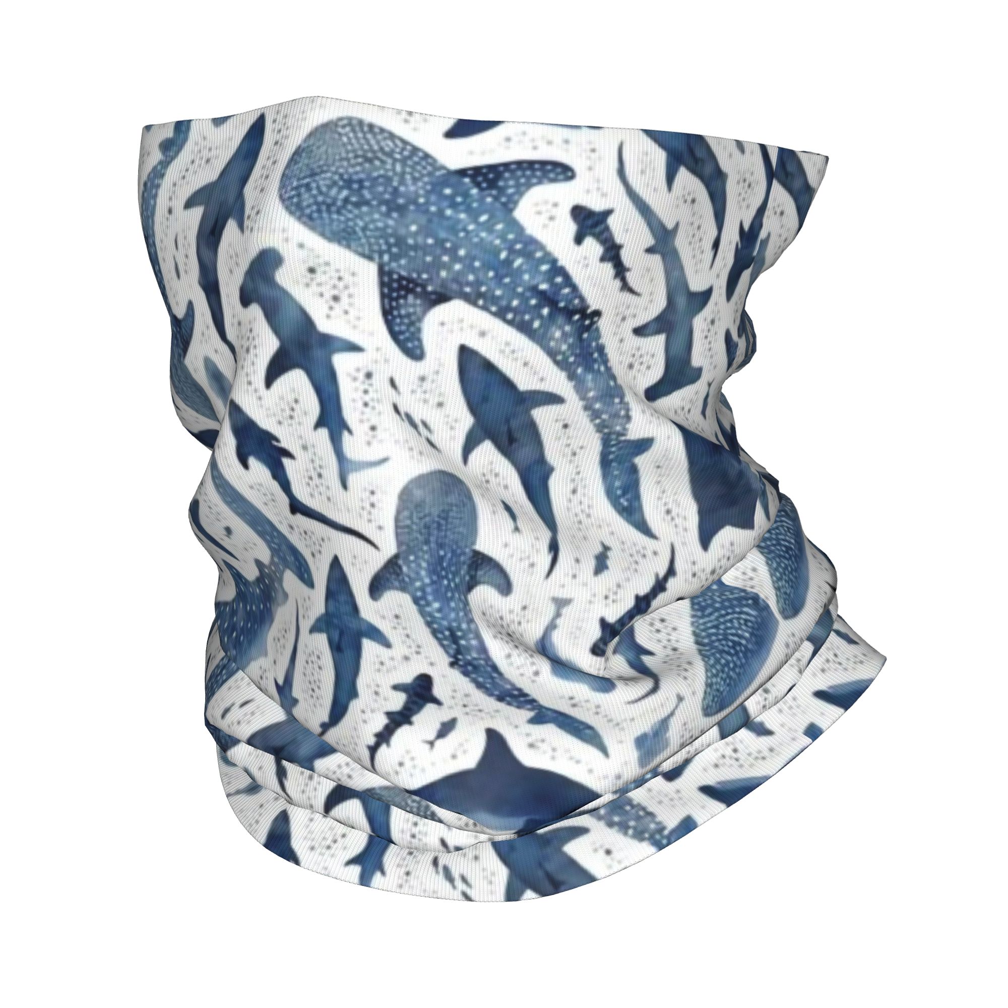 Neck Warmer Tube - Bandana de tiburón de acuarela azul